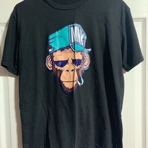 Black T-Shirt with Graphic Monkey Design